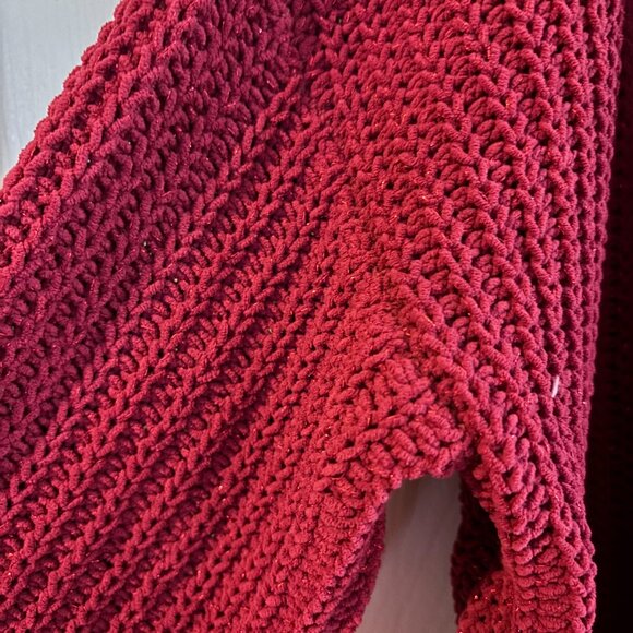 Torrid Red Metallic Lurex Knit Cardigan - Picture 5 of 7